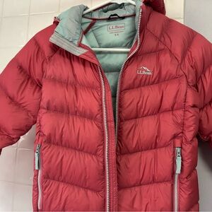 L.L. Bean Pink Puffer Jacket Lightweight Down Insulation